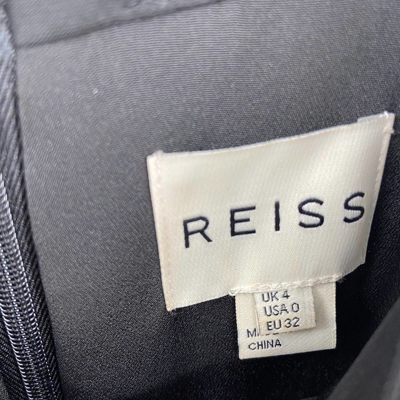 REISS Black Metallic Coral Design Sleeveless Flowey Tiered Shift Dress Size 0 - Picture 8 of 9